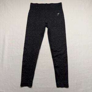 Gymshark Scrunch Seamless Leggings Black Textured High Rise L Gym Active